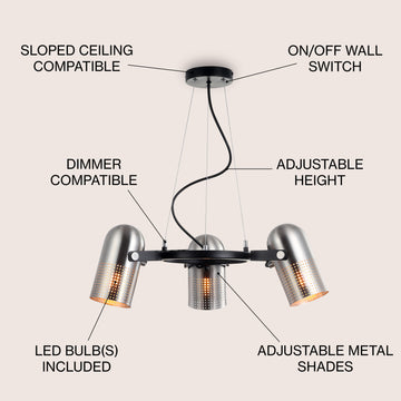 Loki 22" Adjustable Metal LED Chandelier - JONATHAN Y
